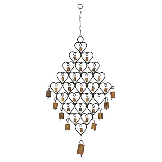 31" Brass Metal Heart Eclectic Windchime